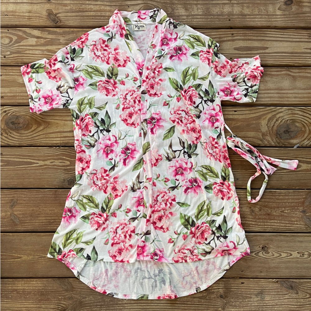 Show Me Your Mumu Floral Robe Kimono Tie Waist Cover Up S/M